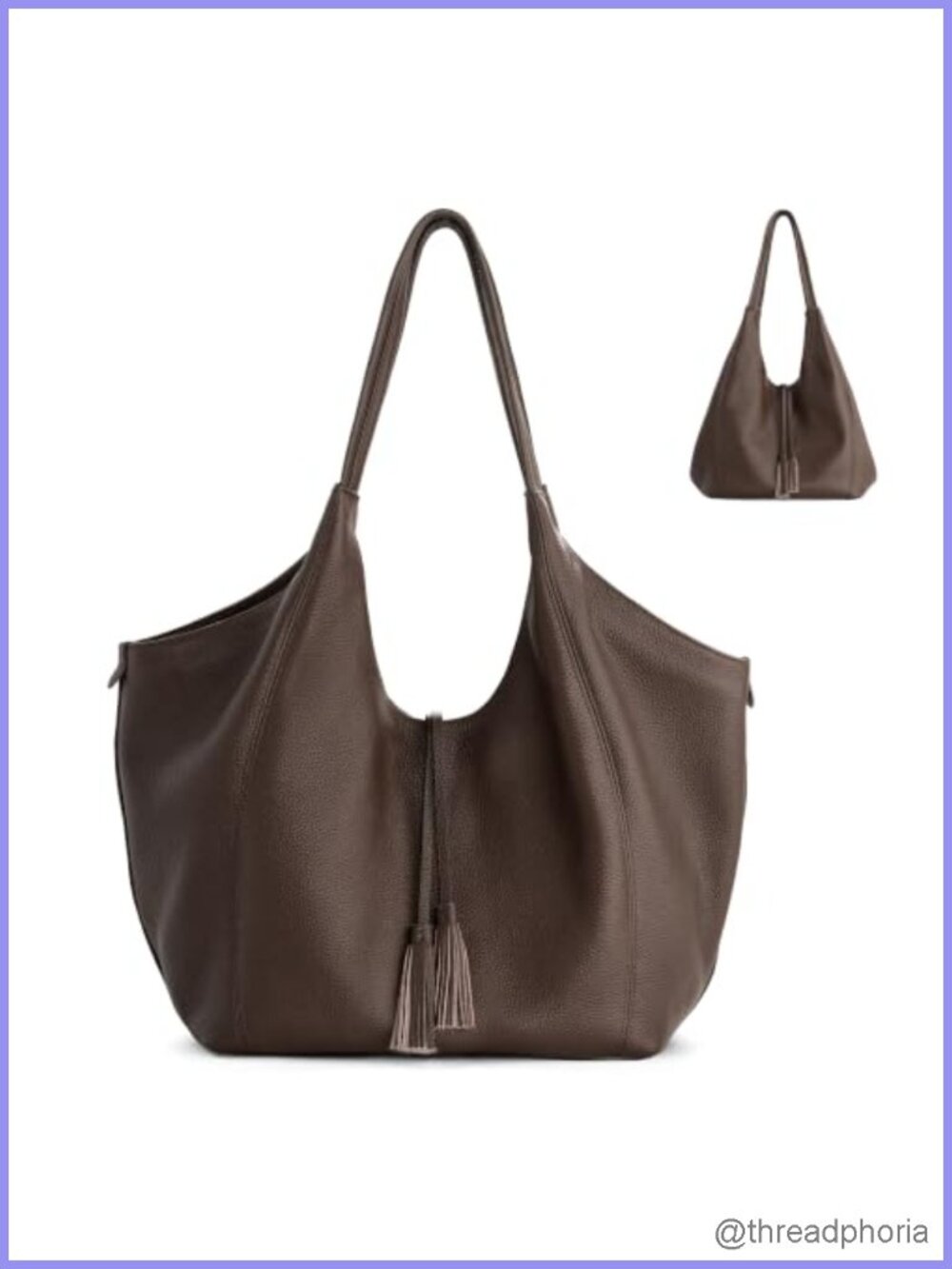 Genuine Leather Convertible Slouchy Tote Hobo Shoulder Bag
